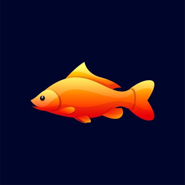 矢量插图金鱼渐变彩色风格。图片下载