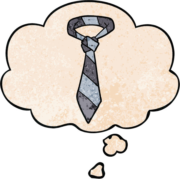 卡通条纹领带与思想泡泡在垃圾质感风格图片下载