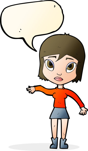 卡通女人挥舞着手说话泡泡图片下载