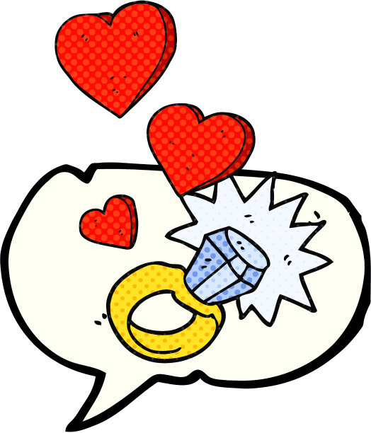 手绘漫画书演讲泡泡卡通钻石订婚戒指图片下载