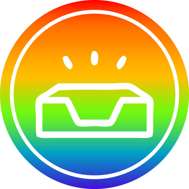 空在托盘圆形图标与彩虹渐变完成图片下载