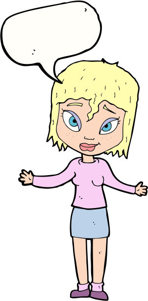 卡通女人耸肩说话泡泡图片下载