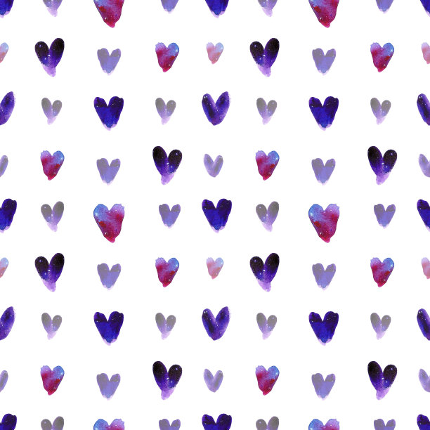 手绘水彩空间心抽象无缝图案在白色背景。星空背景。剪贴簿，明信片，横幅，纺织品。图片下载