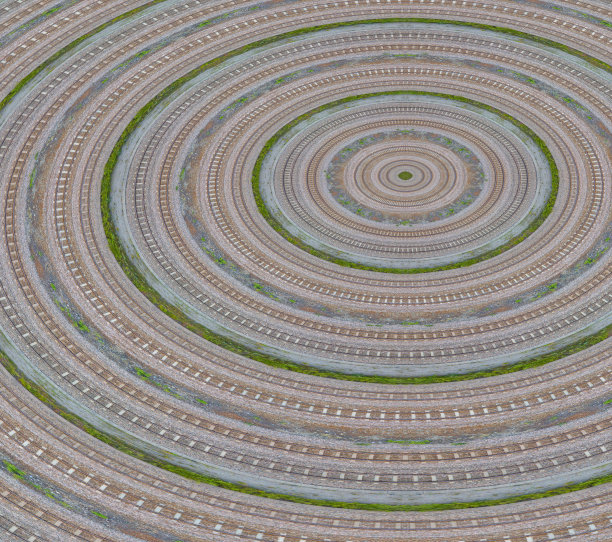 从无人机上看到的铁轨，抽象的设计图片下载