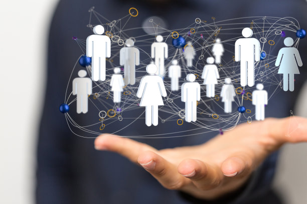 数字人类图标的3D渲染，手从背景指向它图片下载