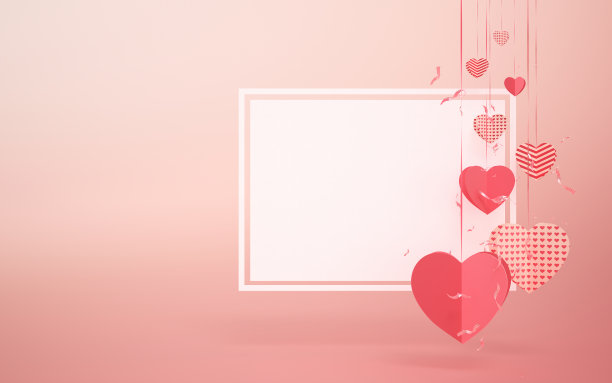 情人节概念与2D心形，方形笔记纸框架，剪接路径图片下载