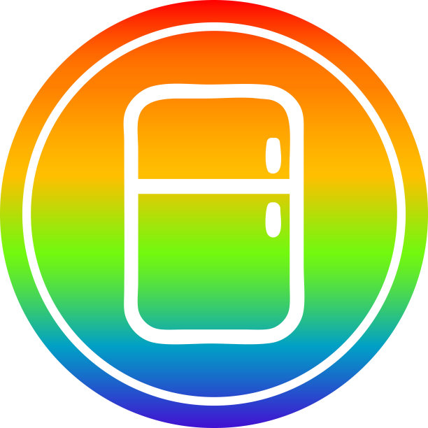 厨房冰箱圆形图标与彩虹渐变完成图片下载