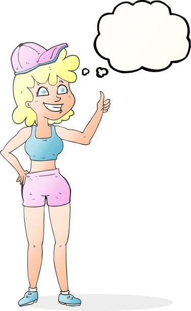 快乐的健身房女士竖起大拇指的符号图片下载