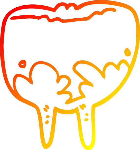 温暖的梯度线绘制卡通牙齿图片下载