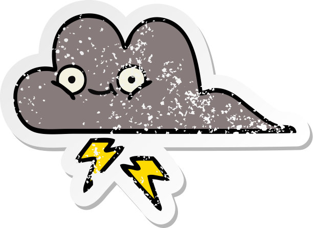 心疼的贴纸，一个可爱的卡通风暴云图片下载