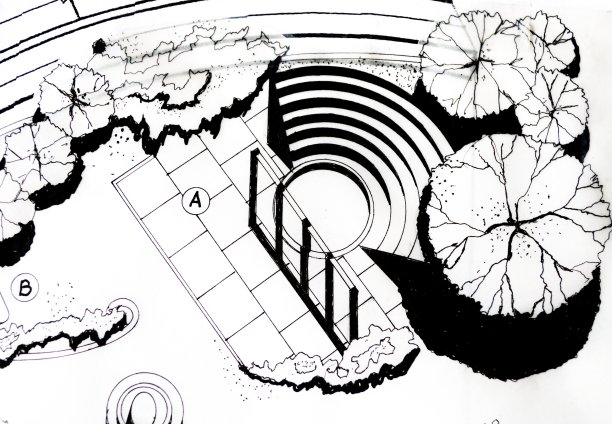 公园建筑设计中的圆形剧场图片下载