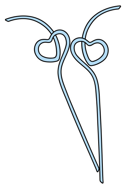 两根塑料吸管扭成心形。为浪漫情侣准备的设备。图片下载