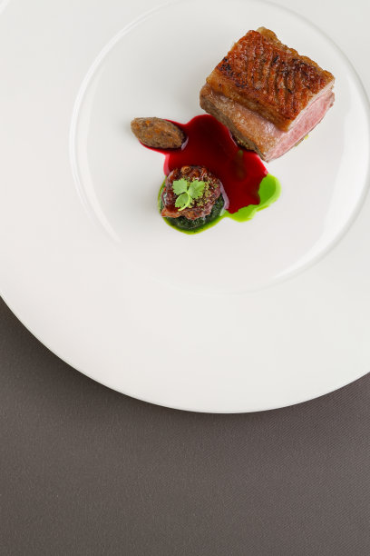 配鸽鸭柳，鹅肝酱和浆果酒调味汁图片下载