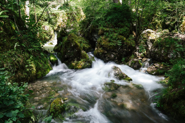 流动的岩石河的美丽景色图片下载