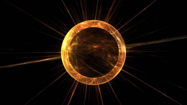 夜光现代抽象背景，分形世界。用于设计的数字空间。圆形和线条。三维渲染图片下载