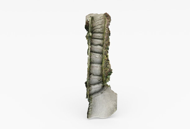 隐藏的楼梯台阶3d插图最小渲染在白色背景。图片下载