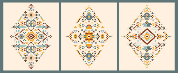 阿兹特克矢量元素。民族饰品套装。图片下载