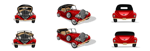红色复古车套装图片下载