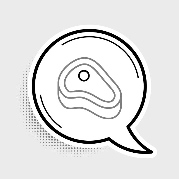 线条牛排肉图标孤立在灰色背景图片下载