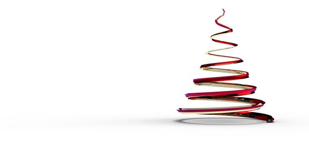 白色背景上孤立的螺旋圣诞树的3D渲染图片下载