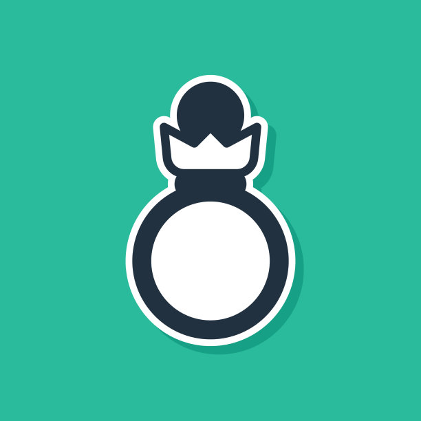 蓝色钻石订婚戒指图标隔离上图片下载