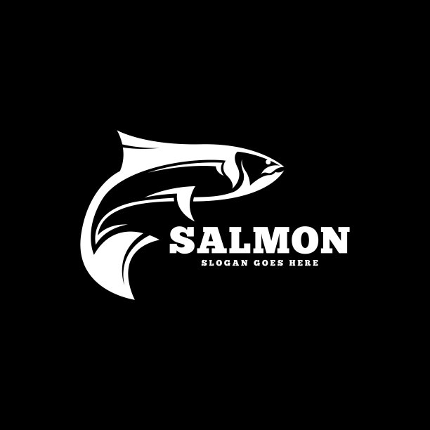 鲑鱼标志设计概念矢量图片下载