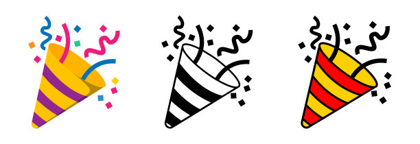 彩带和五彩纸屑的派对礼花图标。祝贺和庆祝元素。糖果的标志。矢量派对花炮准备好了。爆炸饼干图标。图片下载