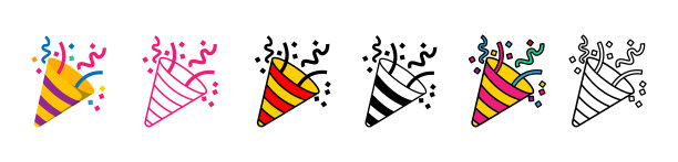 彩带和五彩纸屑的派对礼花图标。祝贺和庆祝元素。糖果的标志。矢量派对花炮准备好了。爆炸饼干图标。图片下载