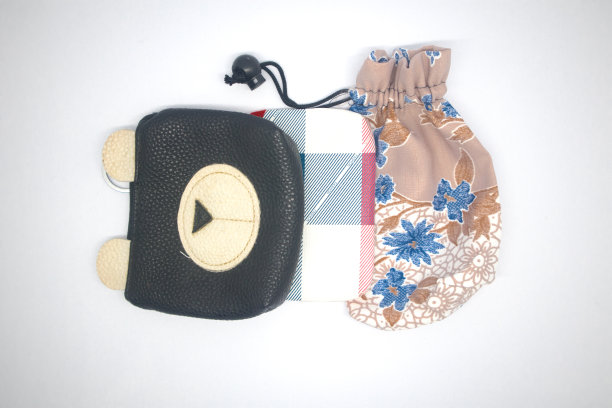 小钱包与几个动机孤立的白色背景图片下载