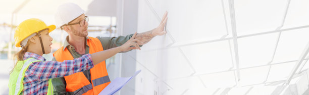 建筑工人、工程师、房屋建造师专业，工作范围广，有横幅广告背景图片下载