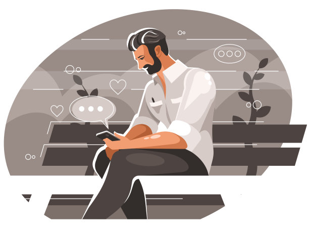 男子在公园里拿着智能手机图片下载