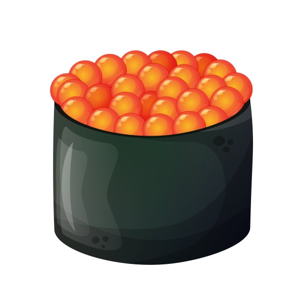 三文鱼鱼子酱寿司。接近寿司伊库拉。日本料理。元素烹饪书，贴纸，设计，打印。彩色矢量插图在白色背景。图片下载