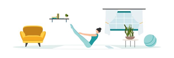 人们做运动。人们在家里做运动。矢量图图片下载