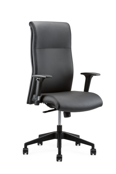 垂直部分侧视图的黑色办公椅孤立在白色背景图片下载