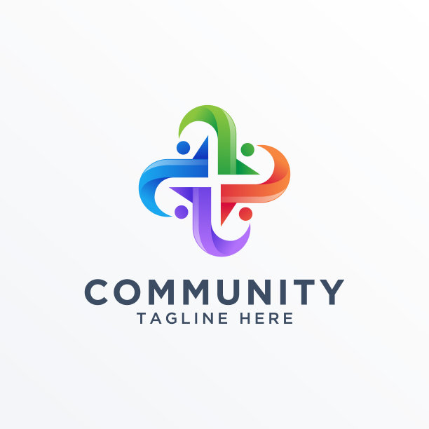 社区标志图标元素模板。社区人logo模板。社区卫生保健。图片下载