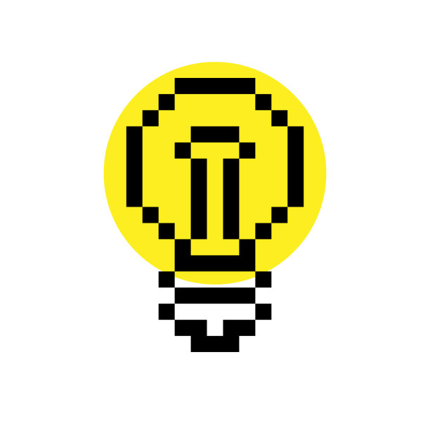 像素灯标志闪电图标说明矢量。复古游戏设计。图片下载