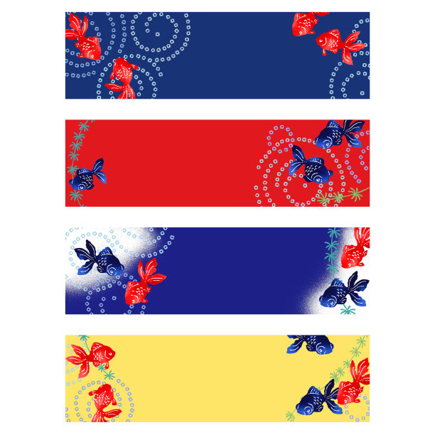 网页标题设计与日本风格的金鱼，图片下载