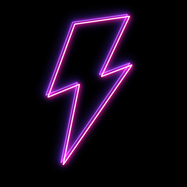 复古90年代霓虹灯闪电形状元素图片下载