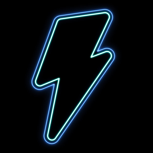 复古90年代霓虹灯闪电形状元素图片下载