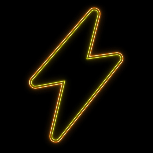复古90年代霓虹灯闪电形状元素图片下载
