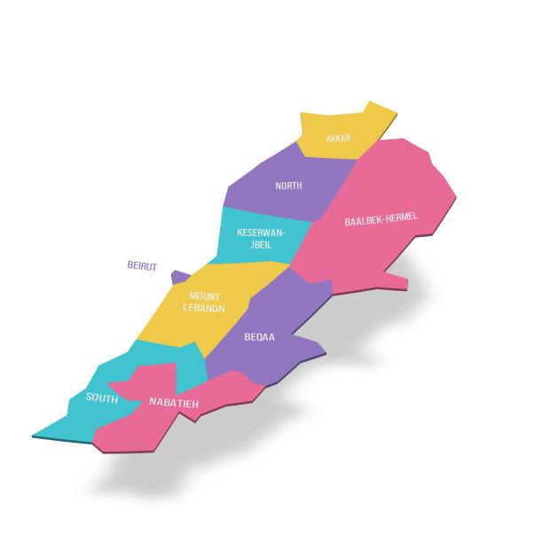 黎巴嫩行政区划政治地图图片下载