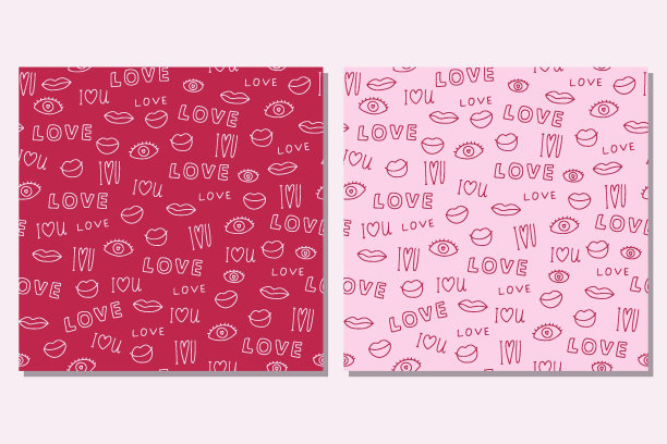 涂鸦情人节，婚礼无缝图案。爱你图片下载