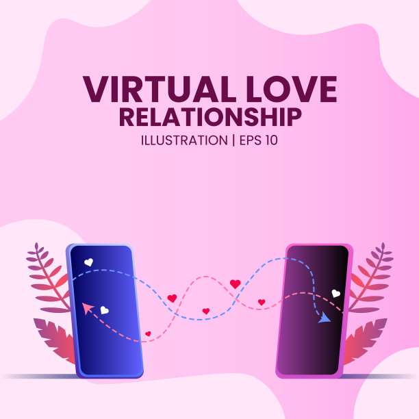 虚拟爱情关系在线约会通过智能手机插图图片下载