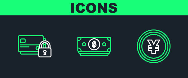 以日元为符号的信用卡设置线币图片下载