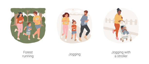 运行孤立的卡通矢量插图集。图片下载