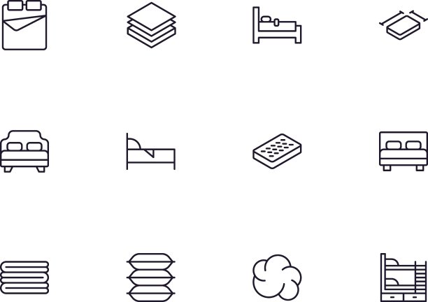 现代卧室轮廓图标合集图片下载