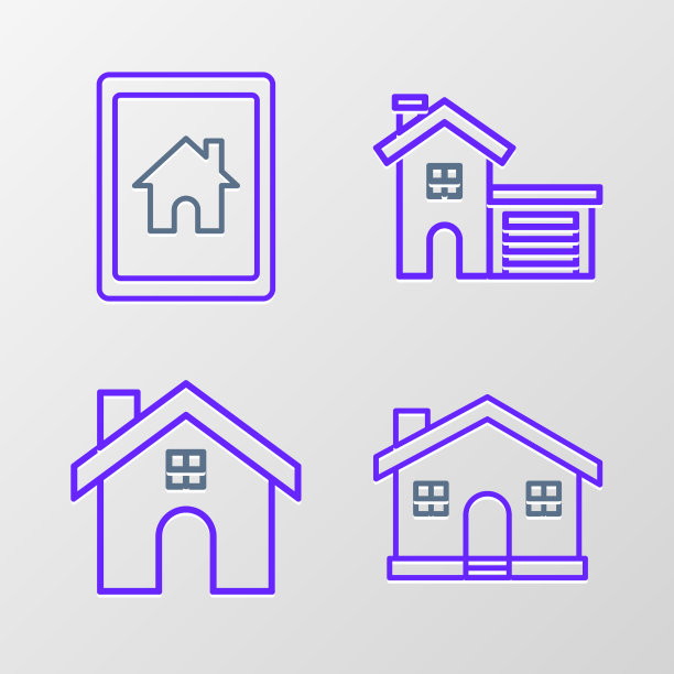 设置线房子和平板电脑和智能家居图标图片下载