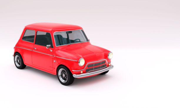 一辆红色汽车的3d渲染孤立的光背景与复制空间图片下载