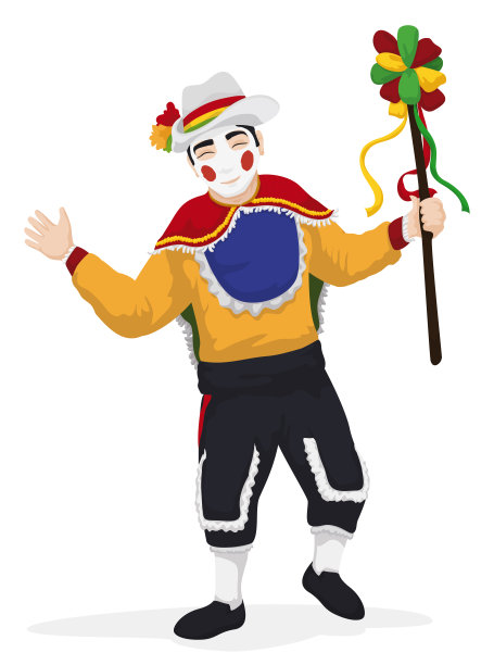 传统的Garabato字符与魔杖准备为巴兰基亚的狂欢节，矢量插图图片下载