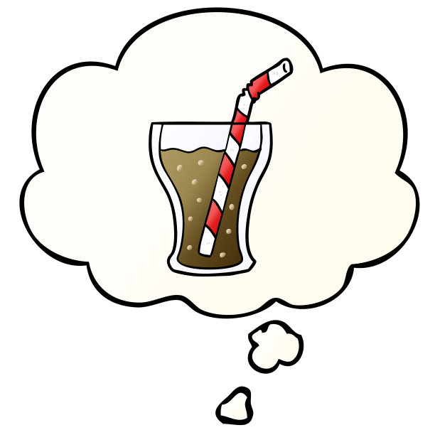 卡通可乐杯与思想泡沫平滑渐变风格图片下载